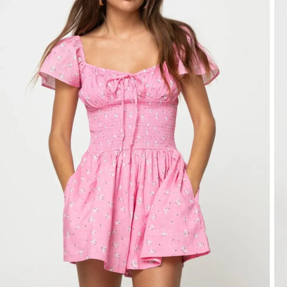 Princess Polly Front Row Romper Playsuit Pink Floral NWT Size 6